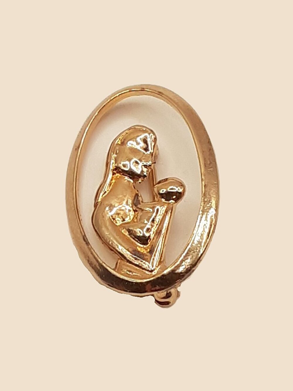 Vntg JFC Gold Plated Sterling Mother & Child Pin